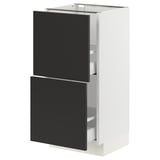 SEKTION / MAXIMERA Gabinete bajo 2 cajones, blanco/Nickebo Carbón mate, 38x37x76 cm