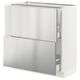 SEKTION / MAXIMERA Gabinete bajo 2 cajones, blanco/Nogsta ac inox, 76x37x76 cm