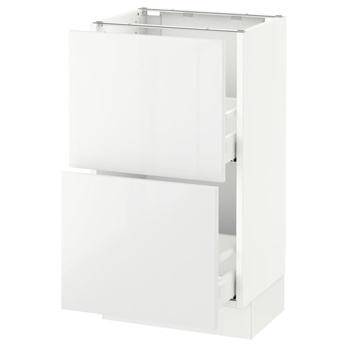SEKTION / MAXIMERA Gabinete bajo 2 cajones, blanco/Ringhult blanco, 46x37x76 cm
