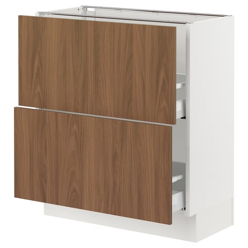 SEKTION / MAXIMERA Gabinete bajo 2 cajones, blanco/Tistorp Efecto nogal café, 76x37x76 cm