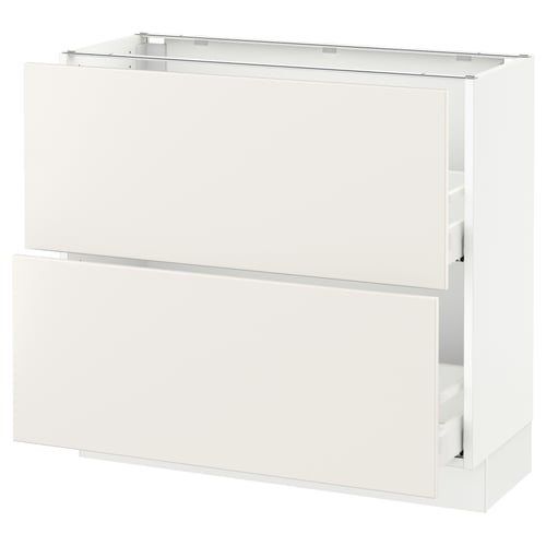 SEKTION / MAXIMERA Gabinete bajo 2 cajones, blanco/Veddinge blanco, 91x37x76 cm