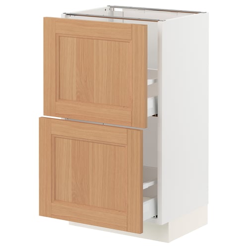 SEKTION / MAXIMERA Gabinete bajo 2 cajones, blanco/Vedhamn roble, 46x37x76 cm