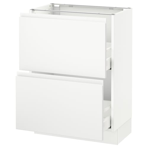 SEKTION / MAXIMERA Gabinete bajo 2 cajones, blanco/Voxtorp blanco mate, 61x37x76 cm