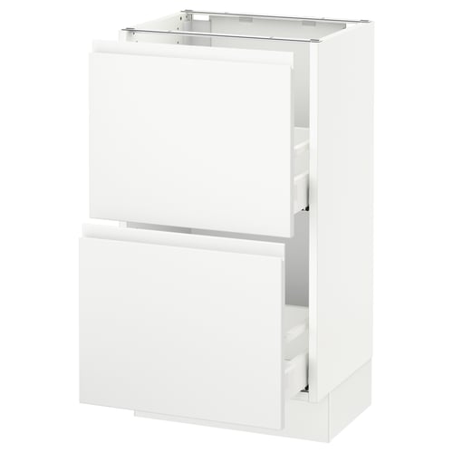 SEKTION / MAXIMERA Gabinete bajo 2 cajones, blanco/Voxtorp blanco mate, 46x37x76 cm