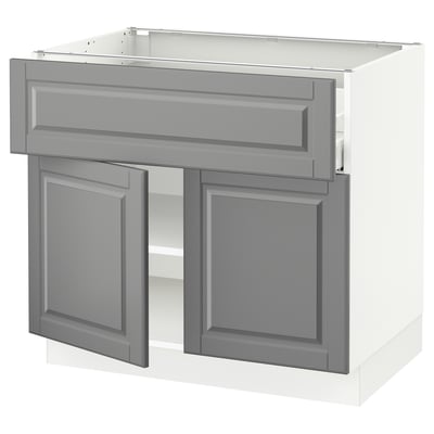 SEKTION / MAXIMERA Gabinete bajo 2 puertas 1 cajón, blanco/Bodbyn gris, 91x61x76 cm