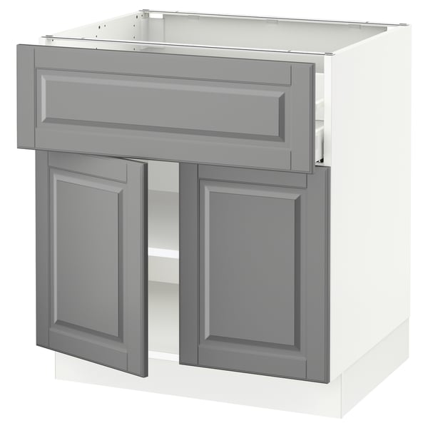SEKTION / MAXIMERA Gabinete bajo 2 puertas 1 cajón, blanco/Bodbyn gris, 76x61x76 cm