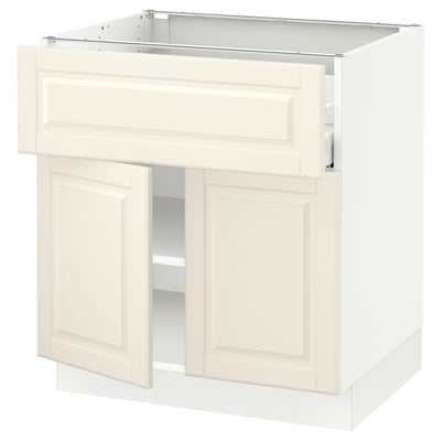 SEKTION / MAXIMERA Gabinete bajo 2 puertas 1 cajón, blanco/Bodbyn hueso, 76x61x76 cm