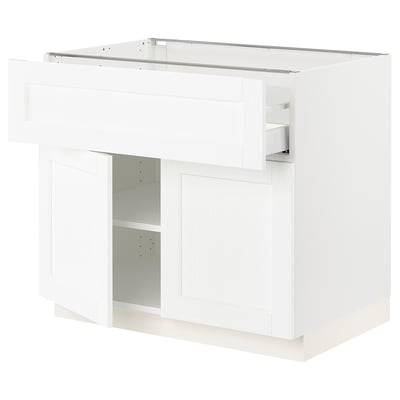 SEKTION / MAXIMERA Gabinete bajo 2 puertas 1 cajón, blanco Enköping/blanco efecto madera, 91x61x76 cm