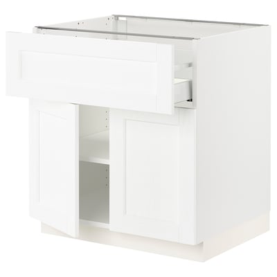 SEKTION / MAXIMERA Gabinete bajo 2 puertas 1 cajón, blanco Enköping/blanco efecto madera, 76x61x76 cm
