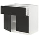 SEKTION / MAXIMERA Gabinete bajo 2 puertas 1 cajón, blanco/Nickebo Carbón mate, 91x61x76 cm