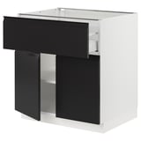 SEKTION / MAXIMERA Gabinete bajo 2 puertas 1 cajón, blanco/Upplöv Carbón mate, 76x61x76 cm