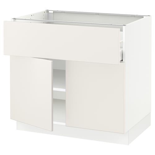SEKTION / MAXIMERA Gabinete bajo 2 puertas 1 cajón, blanco/Veddinge blanco, 91x61x76 cm
