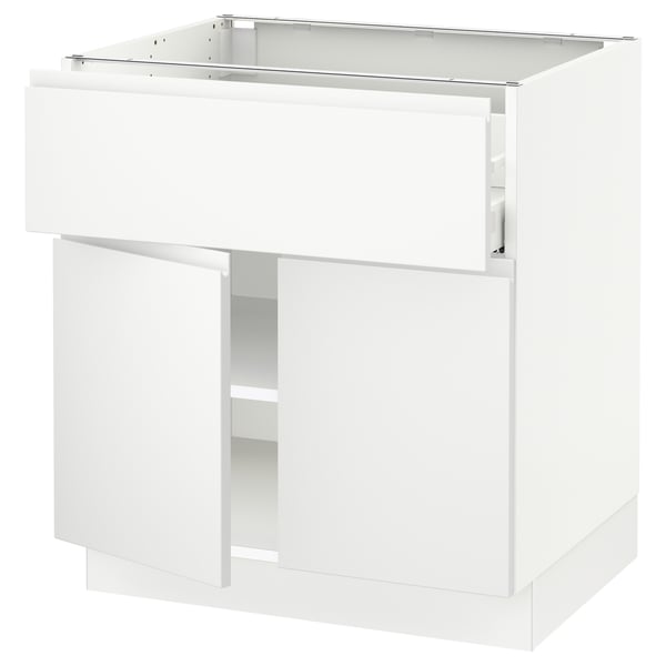 SEKTION / MAXIMERA Gabinete bajo 2 puertas 1 cajón, blanco/Voxtorp blanco mate, 76x61x76 cm