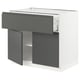 SEKTION / MAXIMERA Gabinete bajo 2 puertas 1 cajón, blanco/Voxtorp gris oscuro, 91x61x76 cm