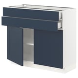 SEKTION / MAXIMERA Gabinete bajo 2 puertas 2 cajones, blanco Axstad/mate azul, 91x37x76 cm