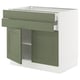 SEKTION / MAXIMERA Gabinete bajo 2 puertas 2 cajones, blanco/Axstad verde grisáceo, 91x61x76 cm