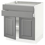 SEKTION / MAXIMERA Gabinete bajo 2 puertas 2 cajones, blanco/Bodbyn gris, 76x61x76 cm