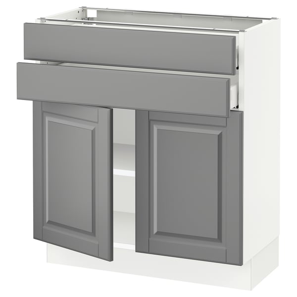SEKTION / MAXIMERA Gabinete bajo 2 puertas 2 cajones, blanco/Bodbyn gris, 76x37x76 cm