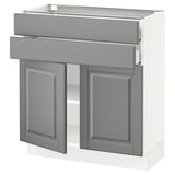 SEKTION / MAXIMERA Gabinete bajo 2 puertas 2 cajones, blanco/Bodbyn gris, 76x37x76 cm
