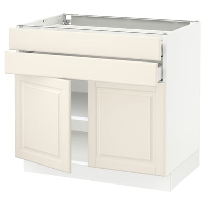 SEKTION / MAXIMERA Gabinete bajo 2 puertas 2 cajones, blanco/Bodbyn hueso, 91x61x76 cm