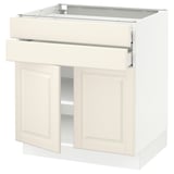 SEKTION / MAXIMERA Gabinete bajo 2 puertas 2 cajones, blanco/Bodbyn hueso, 76x61x76 cm