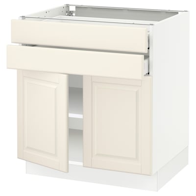 SEKTION / MAXIMERA Gabinete bajo 2 puertas 2 cajones, blanco/Bodbyn hueso, 76x61x76 cm