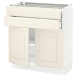 SEKTION / MAXIMERA Gabinete bajo 2 puertas 2 cajones, blanco/Bodbyn hueso, 76x37x76 cm
