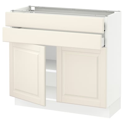 SEKTION / MAXIMERA Gabinete bajo 2 puertas 2 cajones, blanco/Bodbyn hueso, 91x37x76 cm