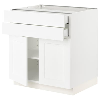 SEKTION / MAXIMERA Gabinete bajo 2 puertas 2 cajones, blanco Enköping/blanco efecto madera, 76x61x76 cm