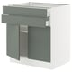 SEKTION / MAXIMERA Gabinete bajo 2 puertas 2 cajones, blanco/Nickebo Verde grisáceo mate, 76x61x76 cm