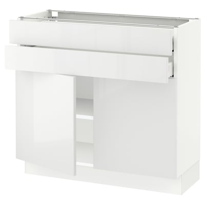 SEKTION / MAXIMERA Gabinete bajo 2 puertas 2 cajones, blanco/Ringhult blanco, 91x37x76 cm