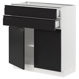 SEKTION / MAXIMERA Gabinete bajo 2 puertas 2 cajones, blanco/Upplöv Carbón mate, 76x37x76 cm