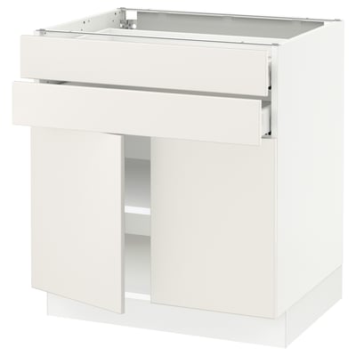 SEKTION / MAXIMERA Gabinete bajo 2 puertas 2 cajones, blanco/Veddinge blanco, 76x61x76 cm