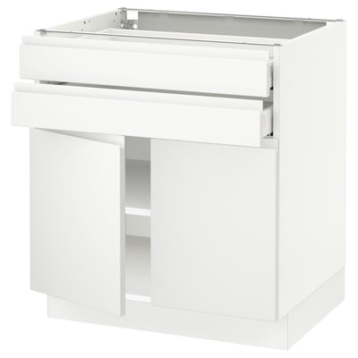 SEKTION / MAXIMERA Gabinete bajo 2 puertas 2 cajones, blanco/Voxtorp blanco mate, 76x61x76 cm