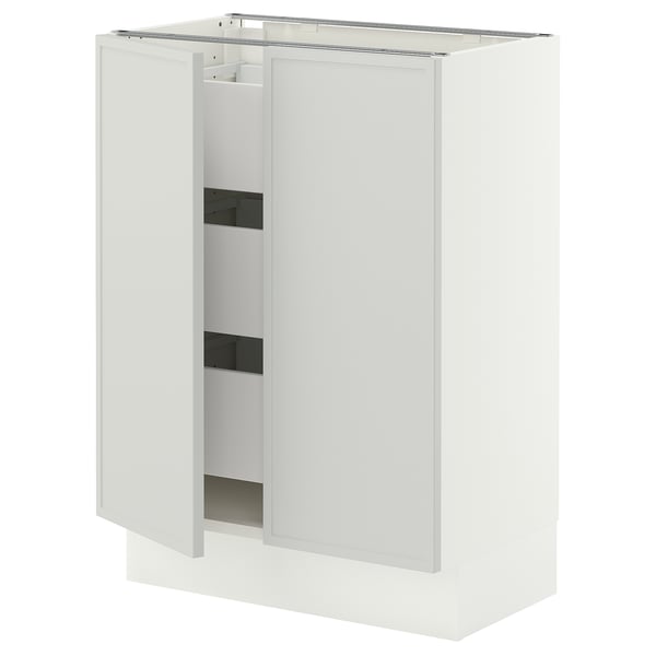 SEKTION / MAXIMERA Gabinete bajo 2 puertas 3 cajones, blanco/Aspudden gris claro, 61x37x76 cm