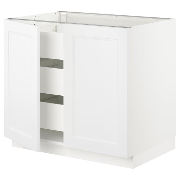 SEKTION / MAXIMERA Gabinete bajo 2 puertas 3 cajones, blanco/Axstad blanco mate, 91x61x76 cm