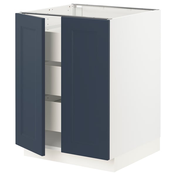 SEKTION / MAXIMERA Gabinete bajo 2 puertas 3 cajones, blanco Axstad/mate azul, 61x61x76 cm