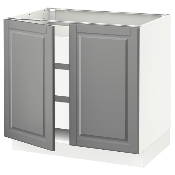SEKTION / MAXIMERA Gabinete bajo 2 puertas 3 cajones, blanco/Bodbyn gris, 91x61x76 cm