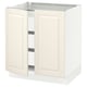 SEKTION / MAXIMERA Gabinete bajo 2 puertas 3 cajones, blanco/Bodbyn hueso, 76x61x76 cm