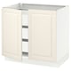 SEKTION / MAXIMERA Gabinete bajo 2 puertas 3 cajones, blanco/Bodbyn hueso, 91x61x76 cm