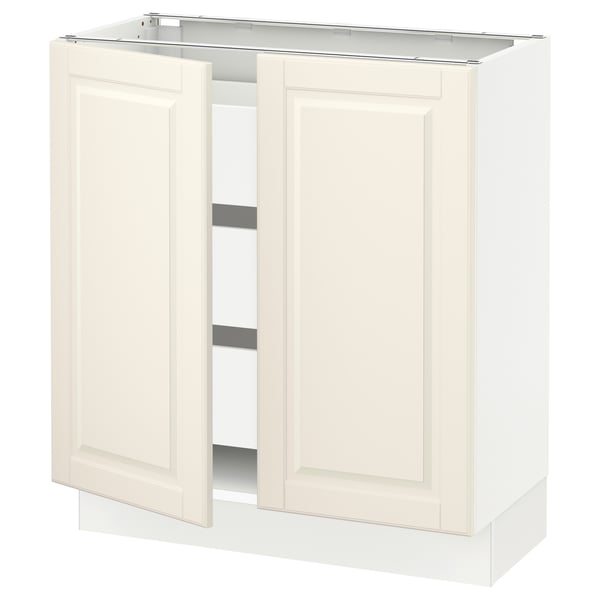 SEKTION / MAXIMERA Gabinete bajo 2 puertas 3 cajones, blanco/Bodbyn hueso, 76x37x76 cm