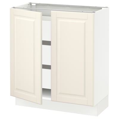 SEKTION / MAXIMERA Gabinete bajo 2 puertas 3 cajones, blanco/Bodbyn hueso, 76x37x76 cm