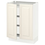 SEKTION / MAXIMERA Gabinete bajo 2 puertas 3 cajones, blanco/Bodbyn hueso, 61x37x76 cm