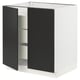 SEKTION / MAXIMERA Gabinete bajo 2 puertas 3 cajones, blanco/Nickebo Carbón mate, 76x61x76 cm