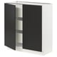 SEKTION / MAXIMERA Gabinete bajo 2 puertas 3 cajones, blanco/Nickebo Carbón mate, 76x37x76 cm