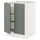 SEKTION / MAXIMERA Gabinete bajo 2 puertas 3 cajones, blanco/Nickebo Verde grisáceo mate, 61x61x76 cm
