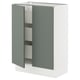 SEKTION / MAXIMERA Gabinete bajo 2 puertas 3 cajones, blanco/Nickebo Verde grisáceo mate, 61x37x76 cm