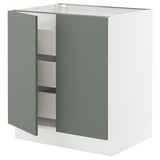 SEKTION / MAXIMERA Gabinete bajo 2 puertas 3 cajones, blanco/Nickebo Verde grisáceo mate, 76x61x76 cm