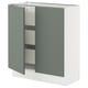 SEKTION / MAXIMERA Gabinete bajo 2 puertas 3 cajones, blanco/Nickebo Verde grisáceo mate, 76x37x76 cm