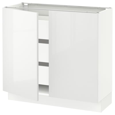 SEKTION / MAXIMERA Gabinete bajo 2 puertas 3 cajones, blanco/Ringhult blanco, 91x37x76 cm